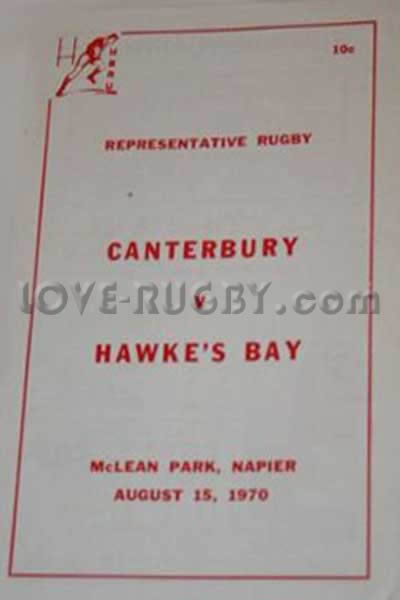 1970 Hawke's Bay v Canterbury  Rugby Programme